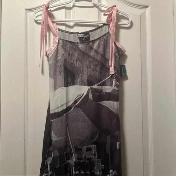 NWT Basic Pleasure Mode Bowtie City Print Satin Dress - Picture 14 of 14